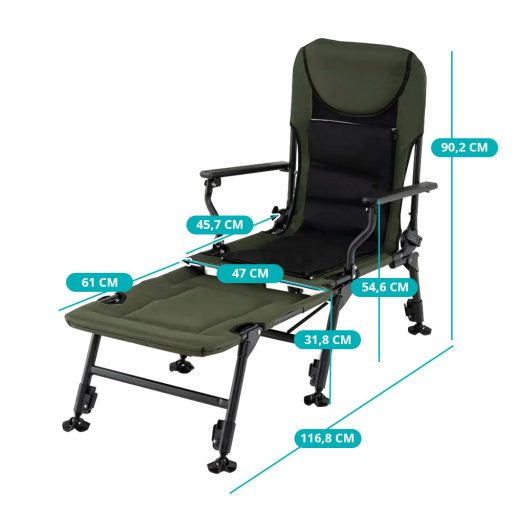 Velká rybářská židle s opěrkou nohou
