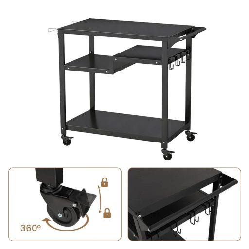 Pojízdný třípatrový grilovací vozík