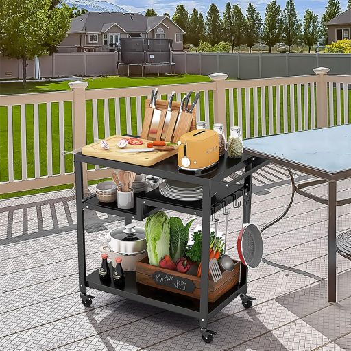 Pojízdný třípatrový grilovací vozík