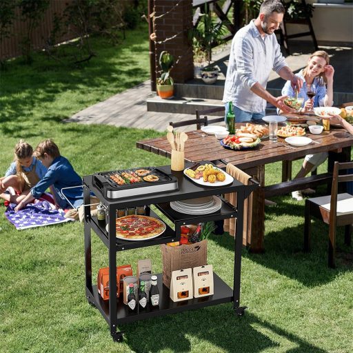 Pojízdný třípatrový grilovací vozík