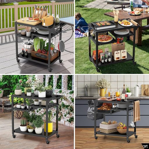 Pojízdný třípatrový grilovací vozík