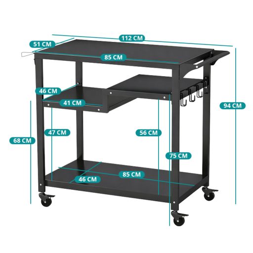 Pojízdný třípatrový grilovací vozík