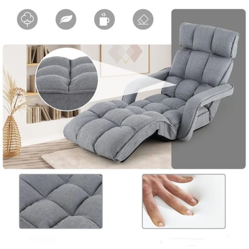 Skládací rozkládací pohovka s 6 nastavitelnými polohami, světle šedá