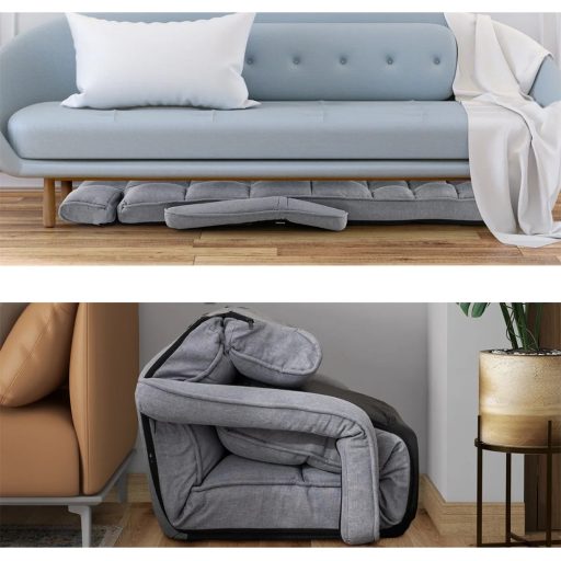 Skládací rozkládací pohovka s 6 nastavitelnými polohami, světle šedá