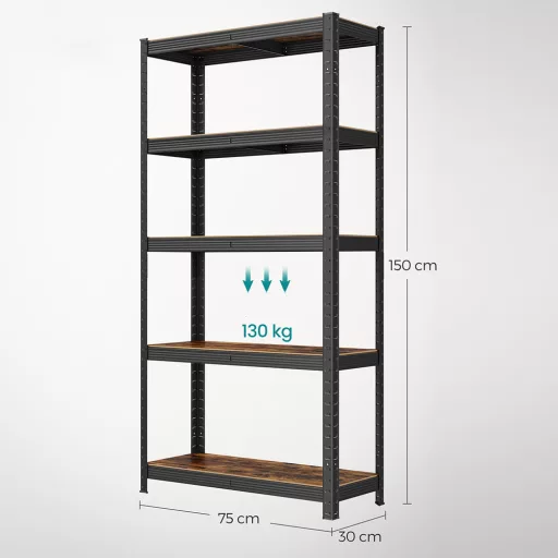 5-patrové regál s nosností 650 kg