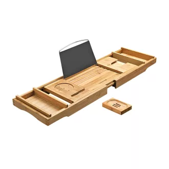 Nastavitelný regál do vany z bambusu
