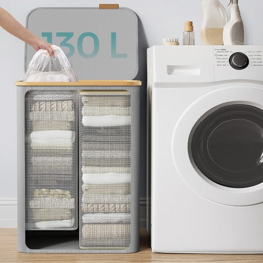 Plastový koš na prádlo, šedý