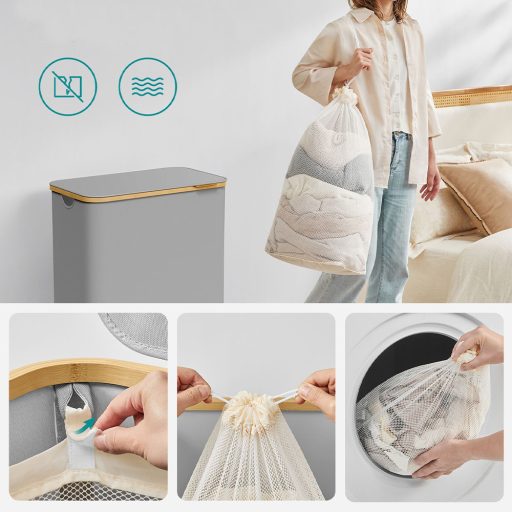 Plastový koš na prádlo, šedý
