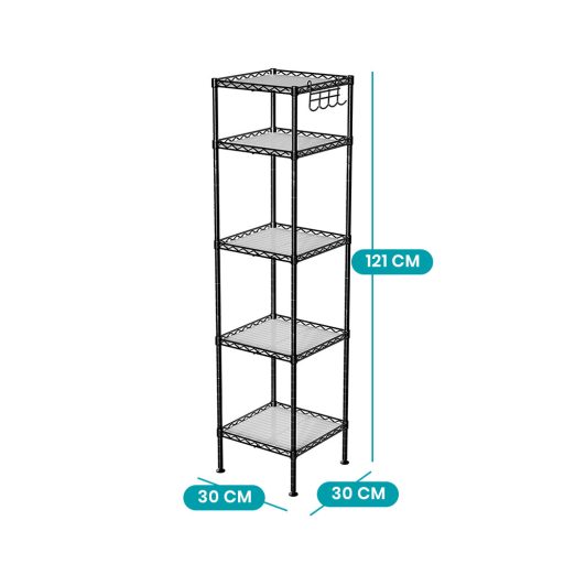 Koupelnový 5-patrový regál, 30 x 30 x 121 cm