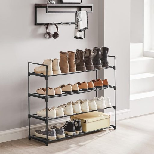 4-patrový kovový regál na boty 92x30x72cm