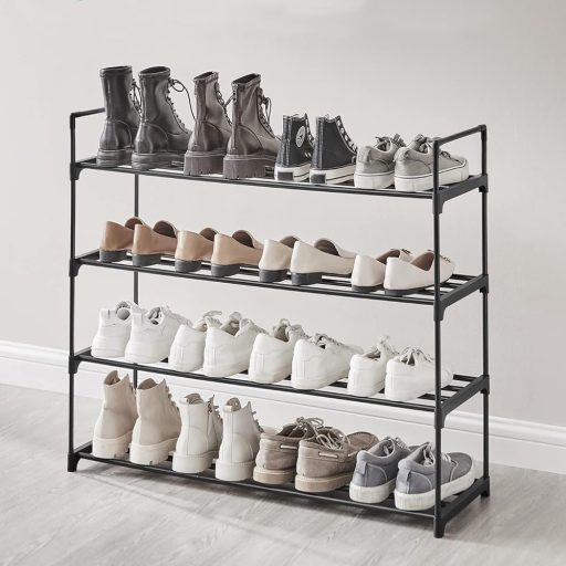 4-patrový kovový regál na boty 92x30x72cm