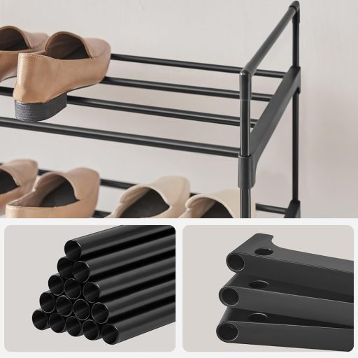 4-patrový kovový regál na boty 92x30x72cm