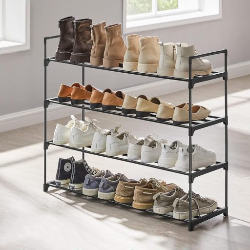 4-patrový kovový regál na boty 92x30x72cm
