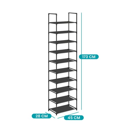 10-patrový botník, 45 x 28 x 173 cm