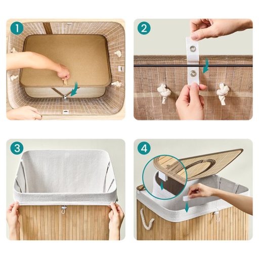 Bambusový koš na prádlo s odnímatelnou síťkou