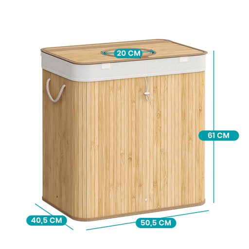 Bambusový koš na prádlo s odnímatelnou síťkou