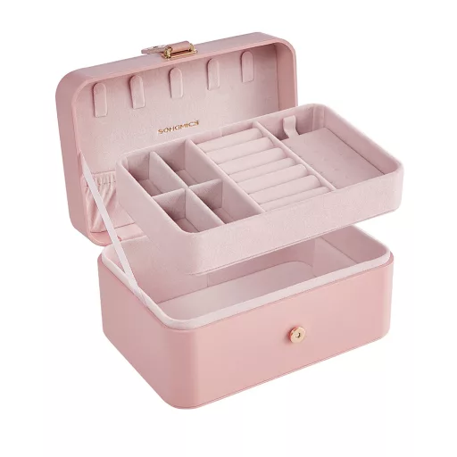 Organizér na šperky Růžový 16x11x7.8cm