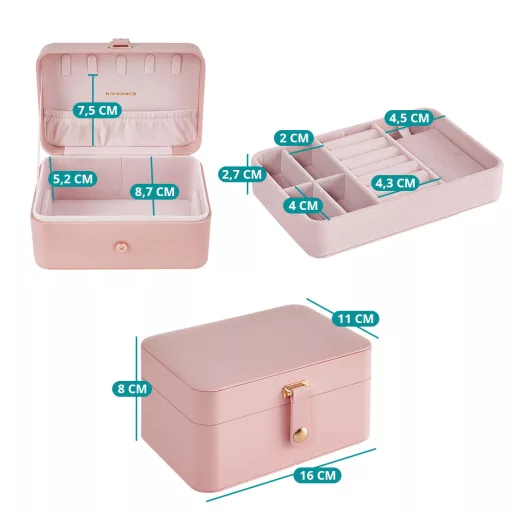 Organizér na šperky Růžový 16x11x7.8cm