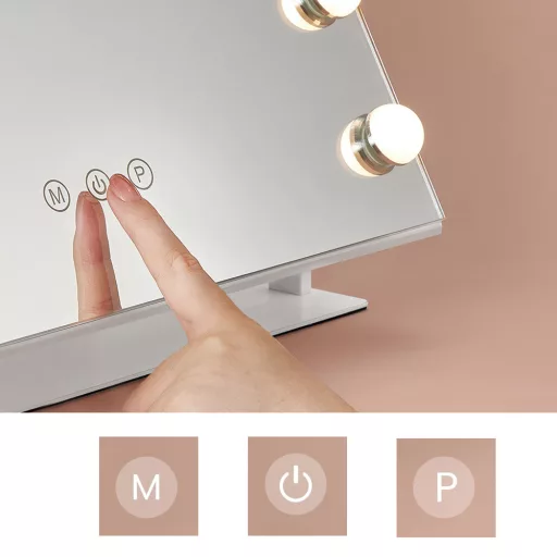 LED zrcadlo na make-up s držákem na telefon