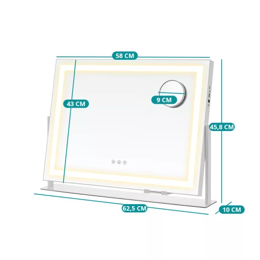 LED zrcadlo na make-up s držákem na telefon
