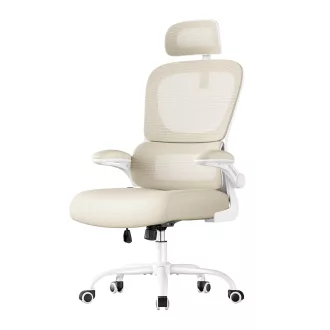 Ergonomická židle s opěrkou hlavy, béžová