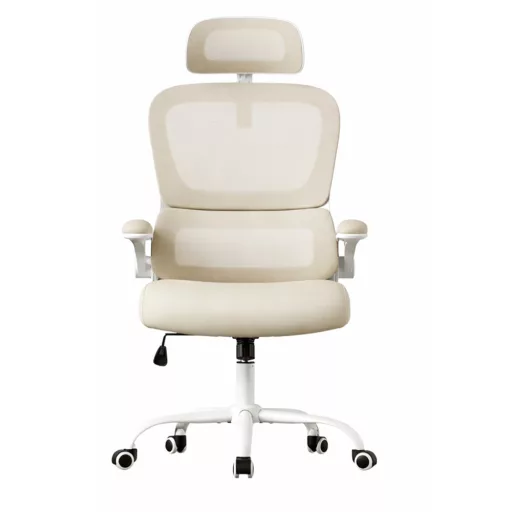 Ergonomická židle s opěrkou hlavy, béžová