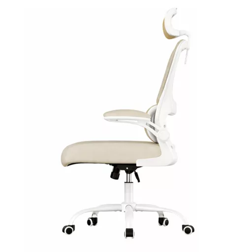 Ergonomická židle s opěrkou hlavy, béžová