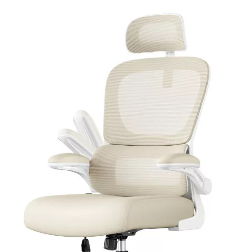Ergonomická židle s opěrkou hlavy, béžová