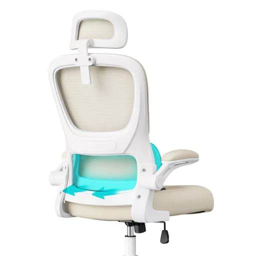 Ergonomická židle s opěrkou hlavy, béžová