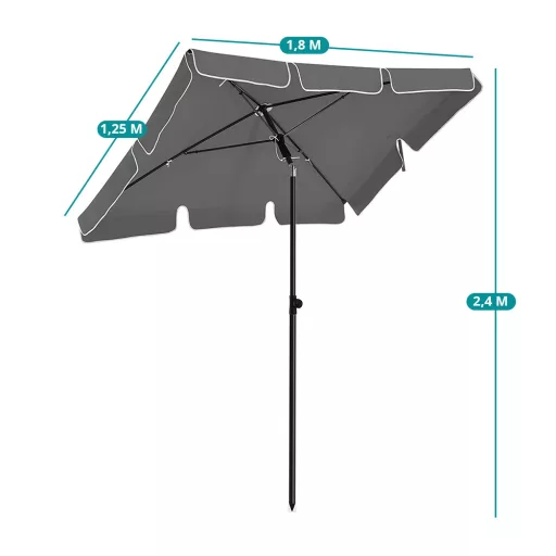 Nastavitelný slunečník s taškou 1,8x1,25m šedý