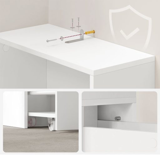 Úzký 2-police výsuvný koupelnový kabinet, 134,4x40x18 cm