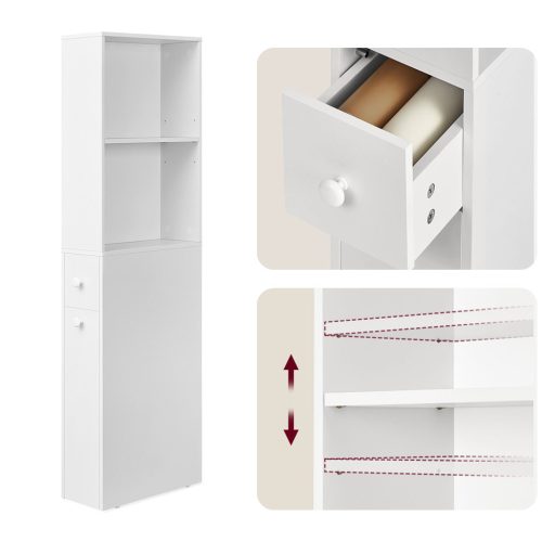 Úzký 2-police výsuvný koupelnový kabinet, 134,4x40x18 cm