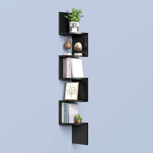 Rohová knihovna černá 20x20x126cm