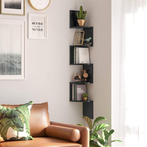 Rohová knihovna černá 20x20x126cm