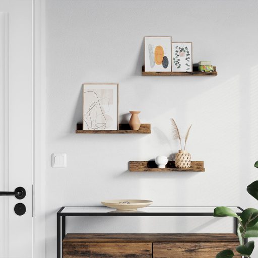 Sada 3 dřevěných nástěnných polic