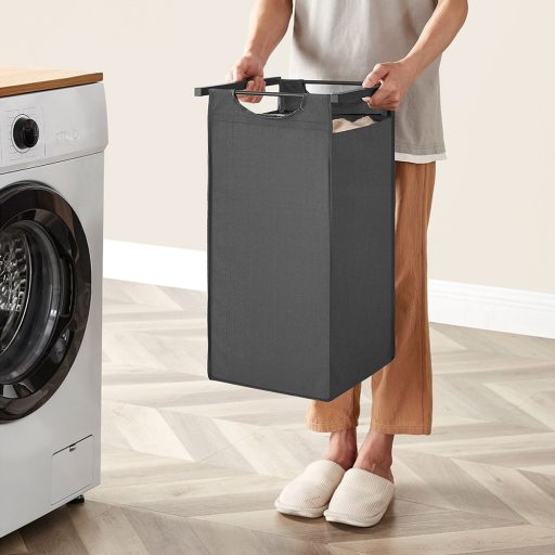 Proutěný koš na prádlo se 3 přihrádkami, tmavě šedý