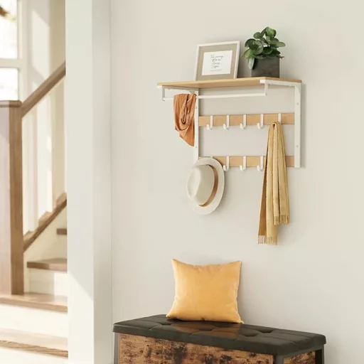 Nástěnný věšák s policí, přírodní