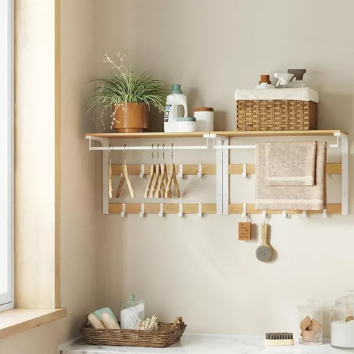 Nástěnný věšák s policí, přírodní