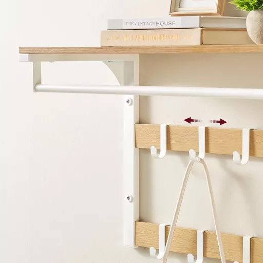 Nástěnný věšák s policí, přírodní