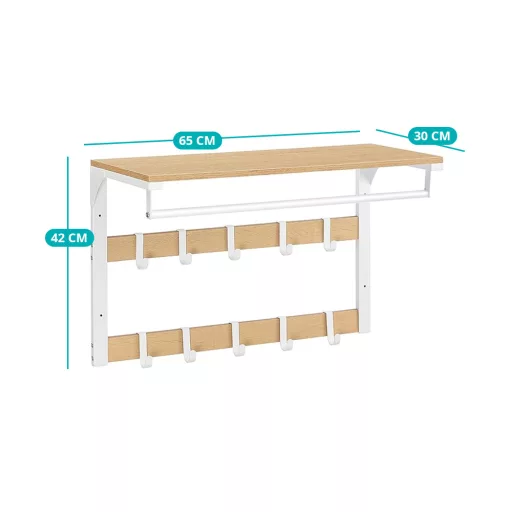 Nástěnný věšák s policí, přírodní