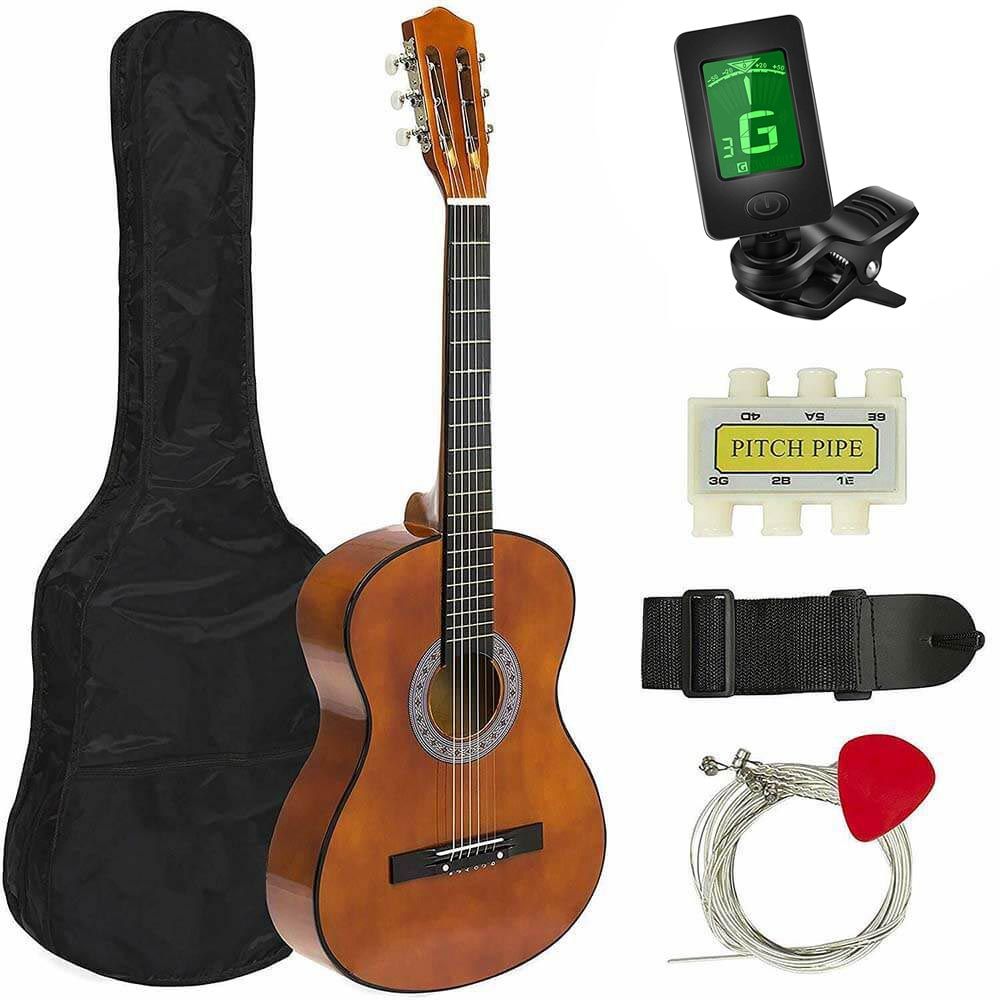 Akustická kytara s příslušenstvím pro začátečníky s ladičkou jako dárek, ve 2 barvách