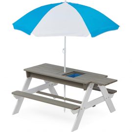 3v1 dětský piknikový stůl s deštníkem
